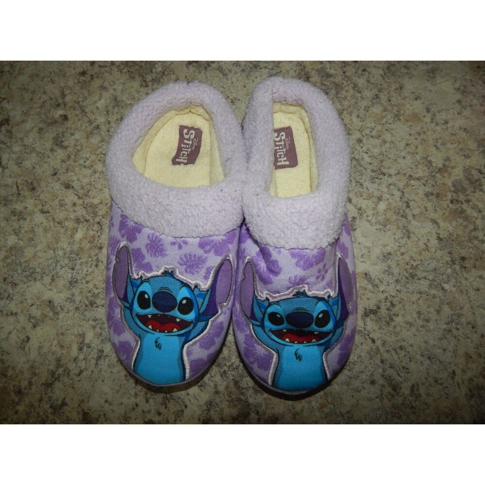 Ground Up Disney Stitch Women's Size 6 Purple Plush Hard Sole House Slippers